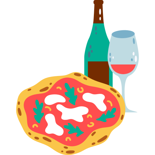 Pizza and wine clipart